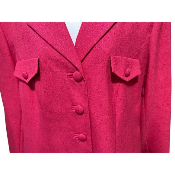 Vintage Pant Suit Womens 12 Power Suit Hot Pink Lined Pleated High Waist Pants - Picture 12 of 16